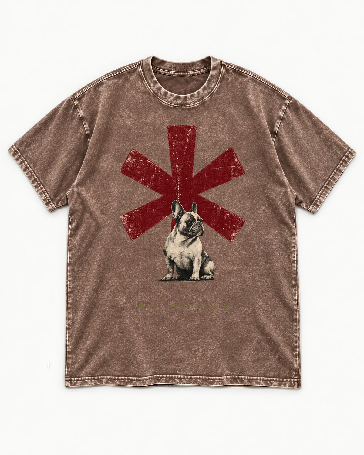 Frenchie More Than a Note Washed Tee in Coffee, flat lay product photo