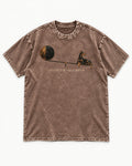 Doberman Elegance in Equilibrium Balance Graphic Washed Tee in Coffee, flat lay product photo