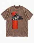 Frenchie Break It Beautifully Washed Tee in Coffee, flat lay product photo