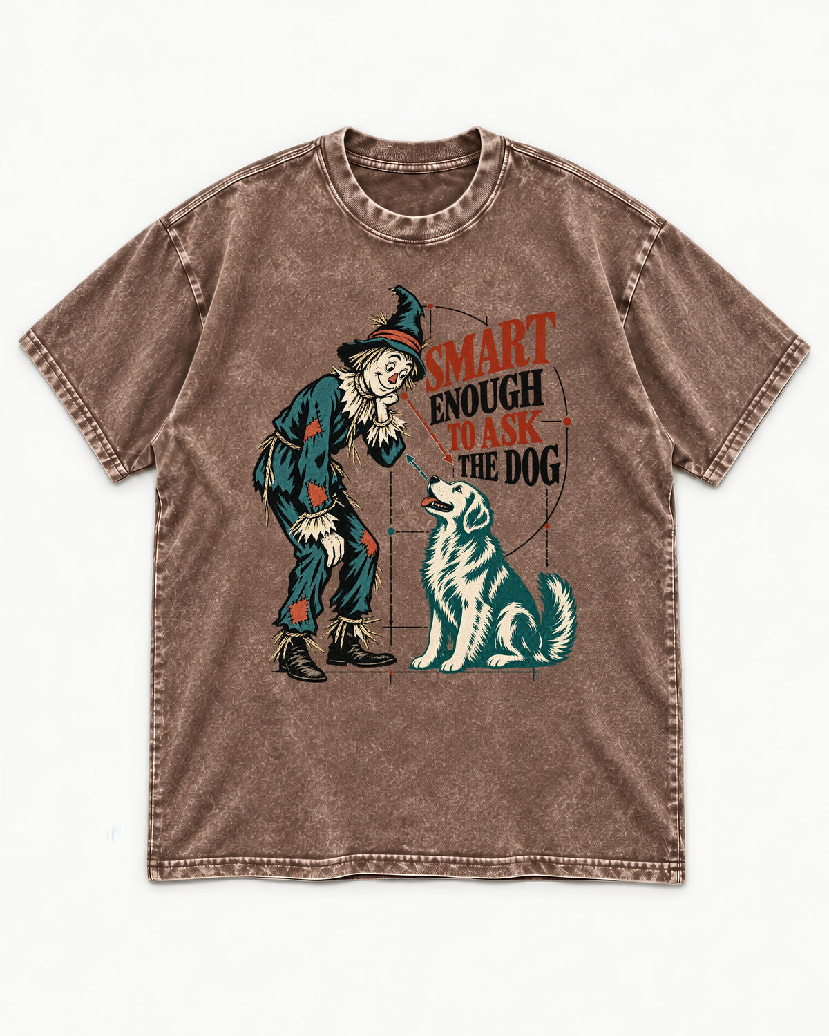Ask the Golden Retriever Washed Tee in Coffee, flat lay product photo