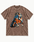 Turn Pressure Into Posture English Bulldog Washed Tee in Coffee, flat lay product photo
