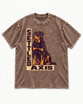 Settled Axis Rottweiler Washed Tee in Coffee, flat lay product photo