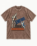 Golden Retriever Emotions Require Maintenance Washed Tee in Coffee, flat lay product photo