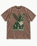 Frenchie Clean Cut Impossible Washed Tee in Coffee, flat lay product photo