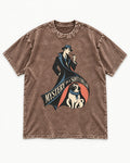 Pug Soft Collar Mystery Washed Tee in Coffee, flat lay product photo