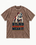 English Bulldog Stand Washed Tee in Coffee, flat lay product photo