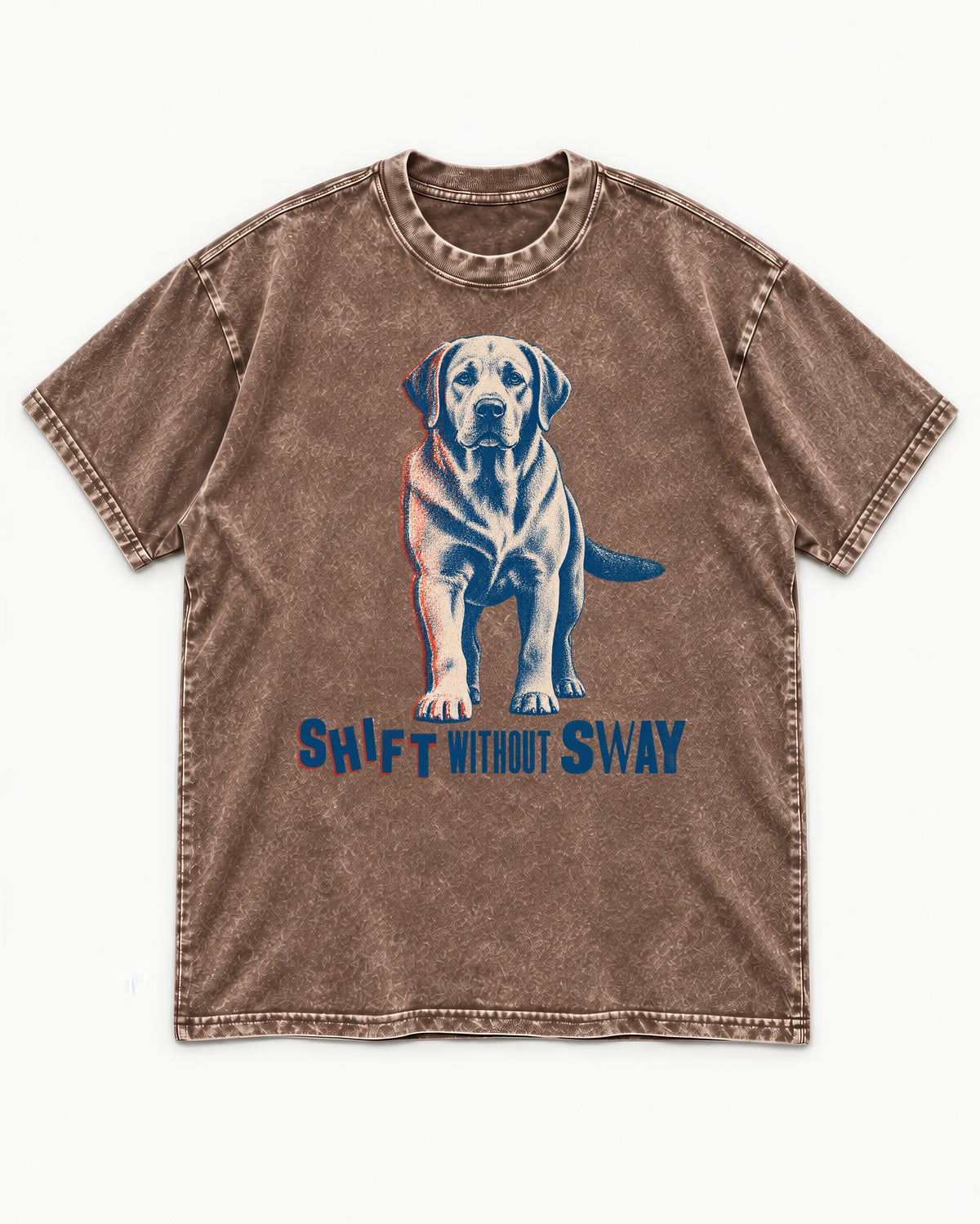Shift Without Sway Labrador Retriever Washed Tee in Coffee, flat lay product photo