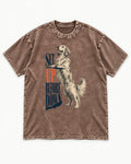 Golden Retriever Set Up Before Down Washed Tee in Coffee, flat lay product photo
