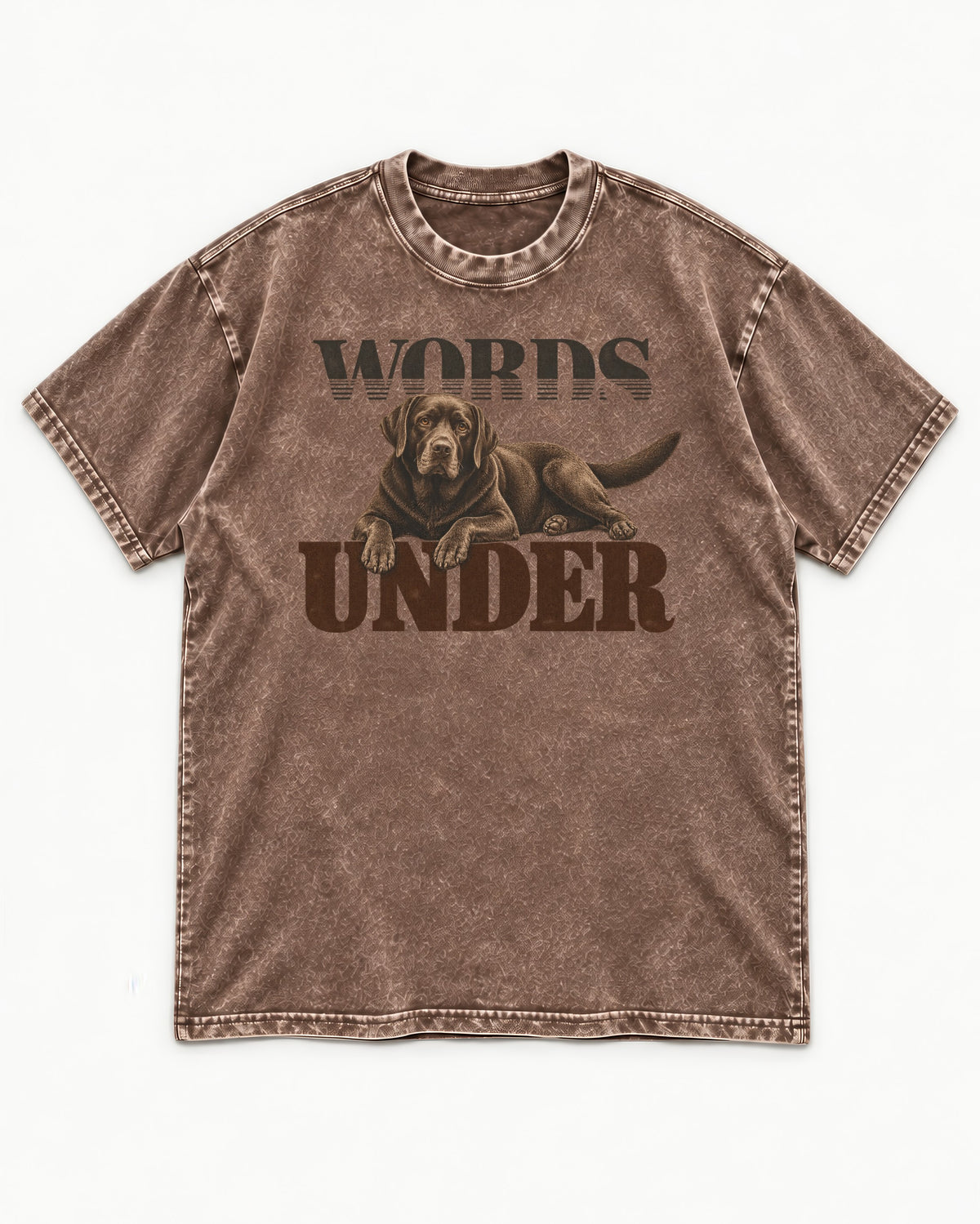 Words Under Labrador Retriever Washed Tee in Coffee, flat lay product photo