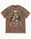 English Bulldog Selected for Better Ideas Washed Tee in Coffee, flat lay product photo
