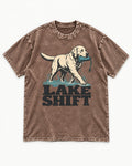 Lake Shift Labrador Retriever Washed Tee in Coffee, flat lay product photo