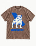 Shade First English Bulldog Washed Tee in Coffee, flat lay product photo