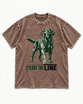 Steady the Line Labrador Retriever Washed Tee in Coffee, flat lay product photo