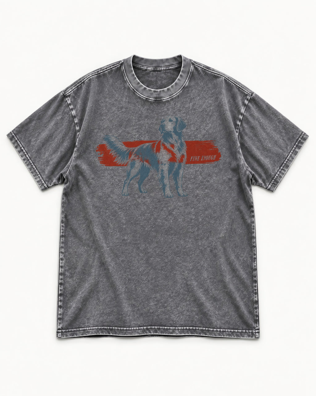 Fine Enough Golden Retriever Washed Tee in Gray, flat lay product photo