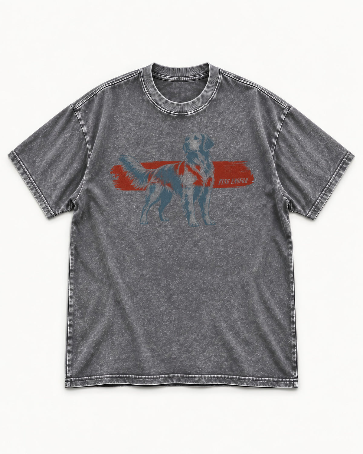 Fine Enough Golden Retriever Washed Tee in Gray, flat lay product photo