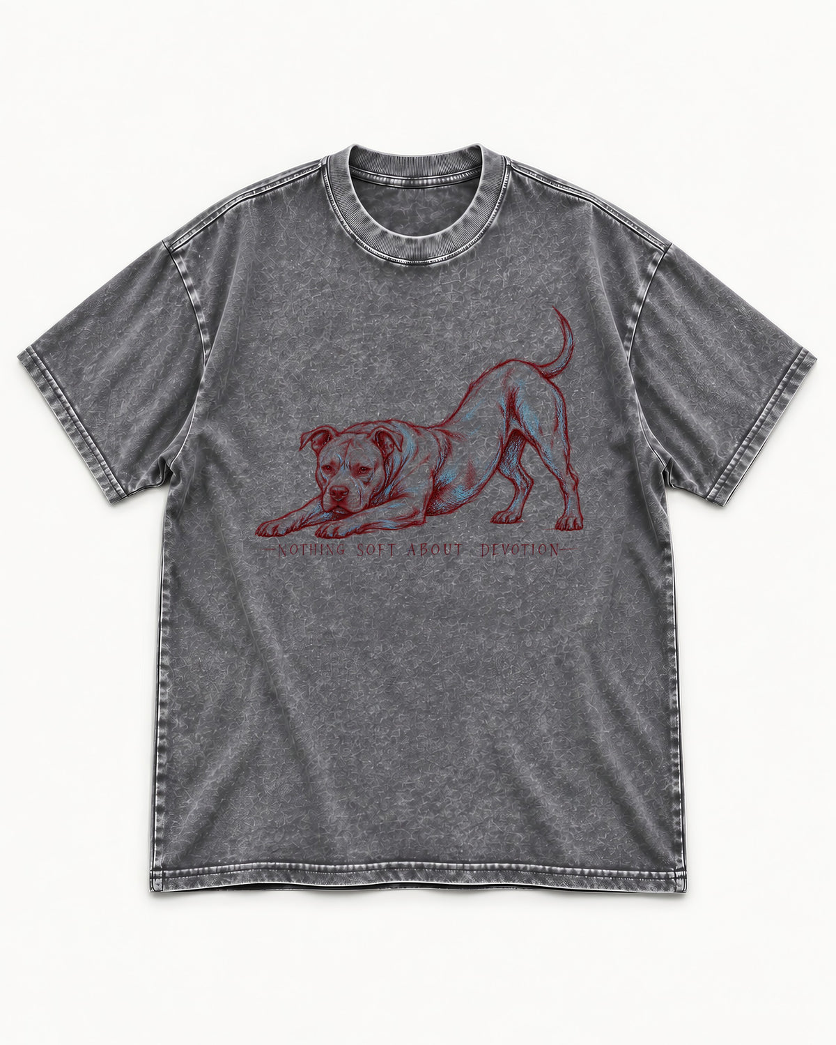 Nothing Soft About Pitbull Devotion Washed Tee in Gray, flat lay product photo