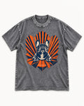 Frenchie Fold Nothing Flat Geometric Fan Graphic Washed Tee in Gray, flat lay product photo