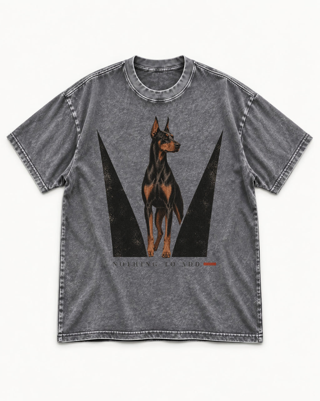 Doberman Nothing to Add Washed Tee in Gray, flat lay product photo