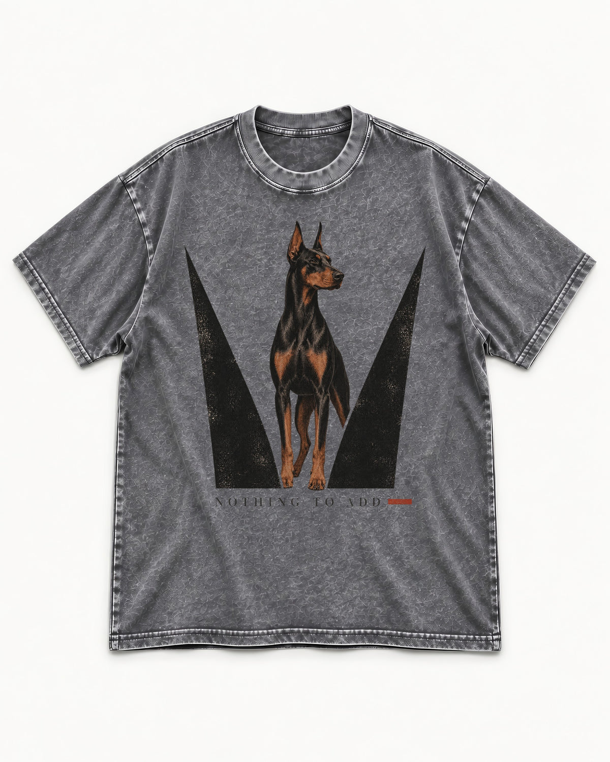 Doberman Nothing to Add Washed Tee in Gray, flat lay product photo