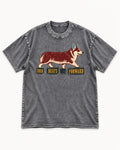 Corgi Four Beats Forward Washed Tee in Gray, flat lay product photo