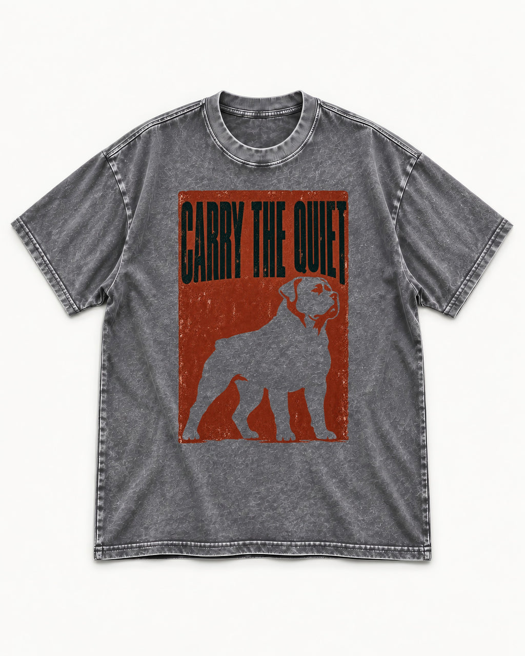 Rottweiler Carry the Quiet Washed Tee in Gray, flat lay product photo