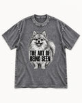 Pomeranian The Art of Being Seen Portrait Graphic Washed Tee in Gray, flat lay product photo