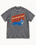 Corgi Slant Without Falling Speed Graphic Washed Tee in Gray, flat lay product photo