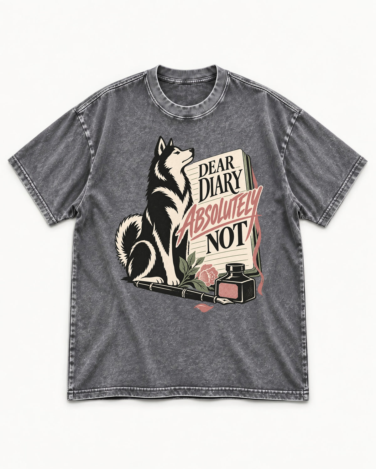 Husky Absolutely Not Washed Tee in Gray, flat lay product photo