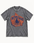 Rottweiler No Small Presence Monument Rock Graphic Washed Tee in Gray, flat lay product photo