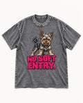 Yorkshire Terrier No Soft Entry Stance Graphic Washed Tee in Gray, flat lay product photo