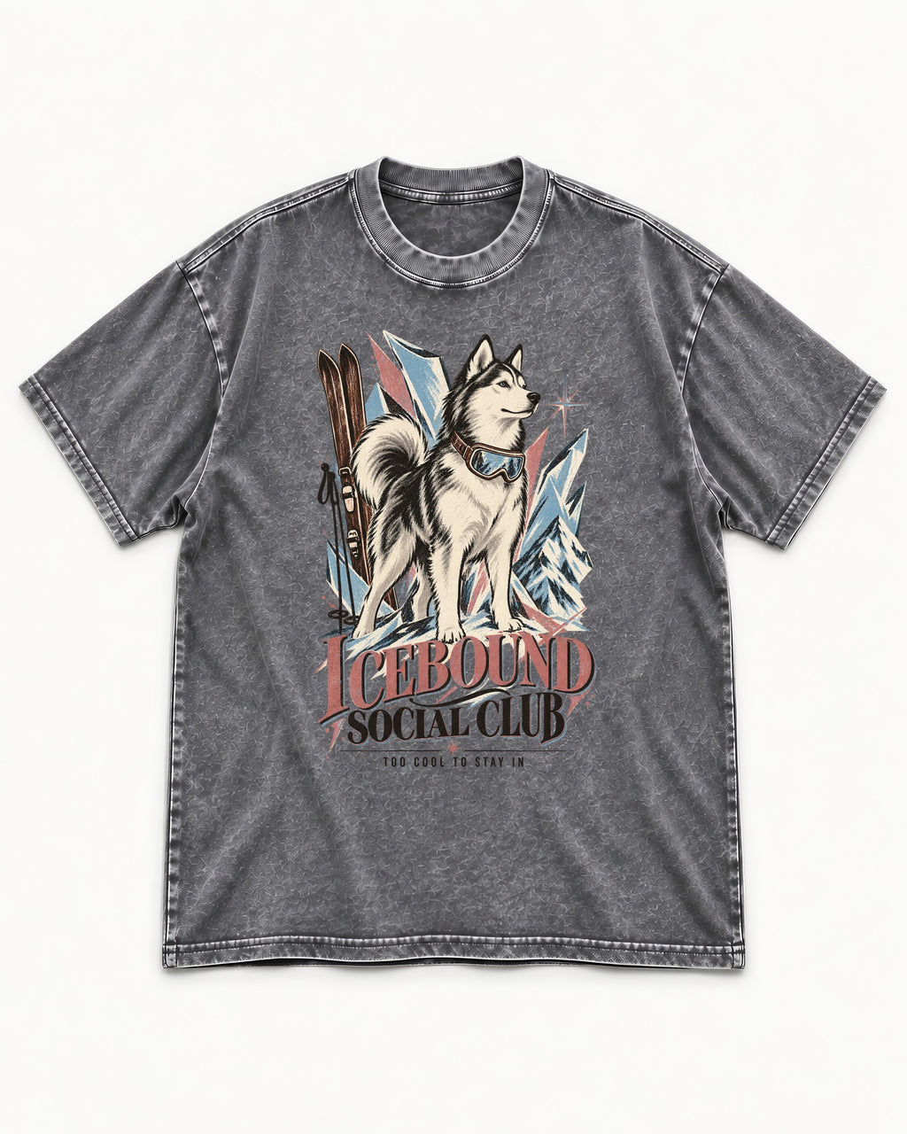 Icebound Husky Washed Tee in Gray, flat lay product photo