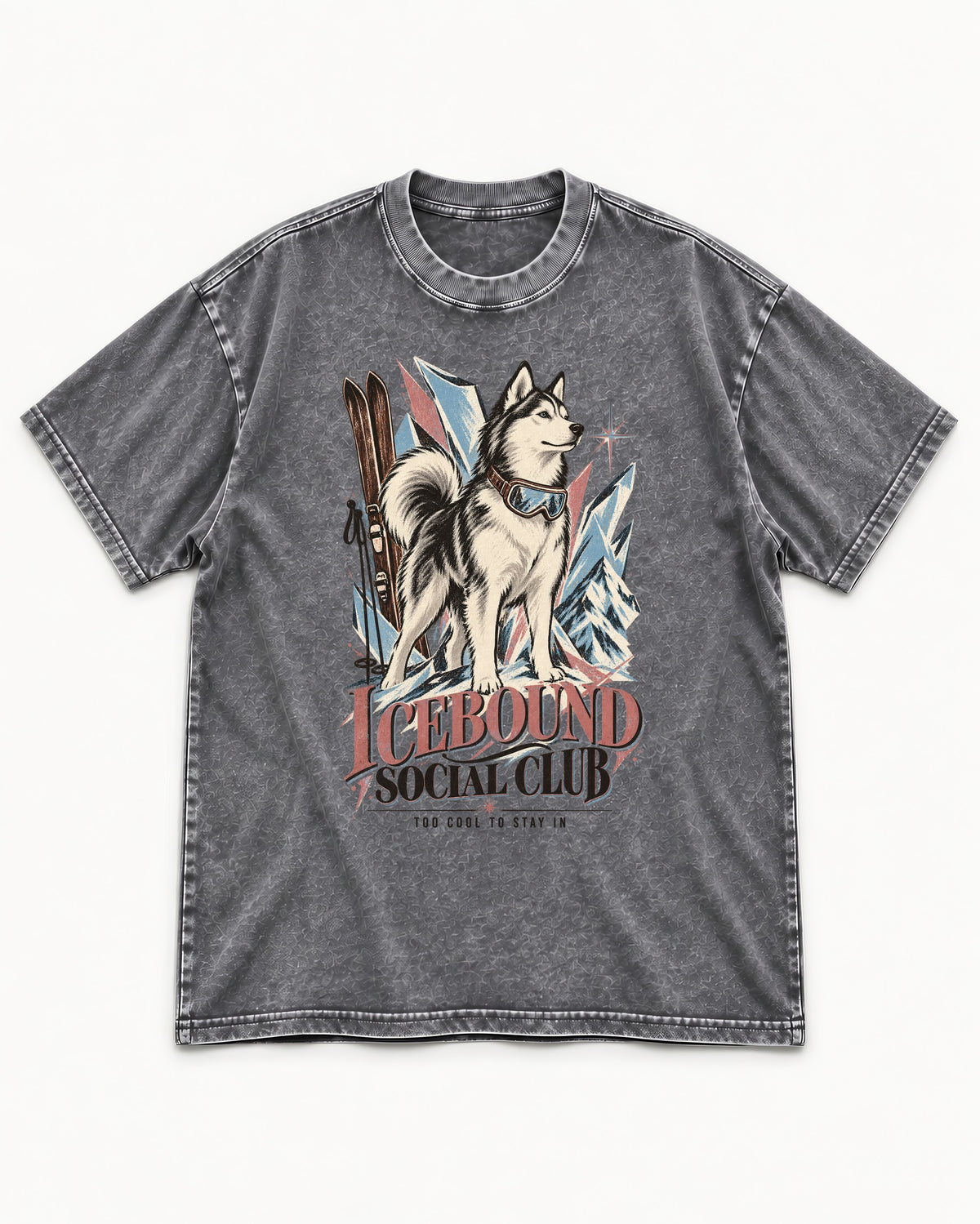 Icebound Husky Washed Tee in Gray, flat lay product photo