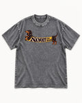 Dachshund Noon Can Stretch Sign Graphic Washed Tee in Gray, flat lay product photo