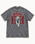 Labrador Retriever Bring It Opposing B Portrait Graphic Washed Tee in Gray, flat lay product photo