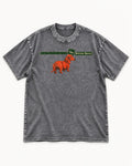 Dachshund The Bottom Opens Signpost Graphic Washed Tee in Gray, flat lay product photo