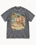 Arrived Without a Dress Code Boxer Classical Collage Washed Tee in Gray, flat lay product photo