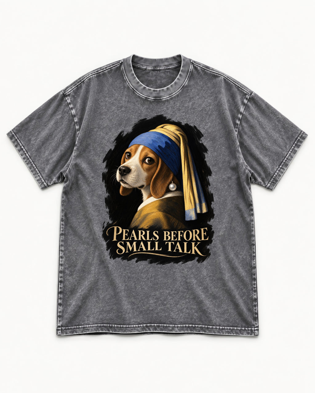 Beagle Paris Before Small Talk Washed Tee in Gray, flat lay product photo