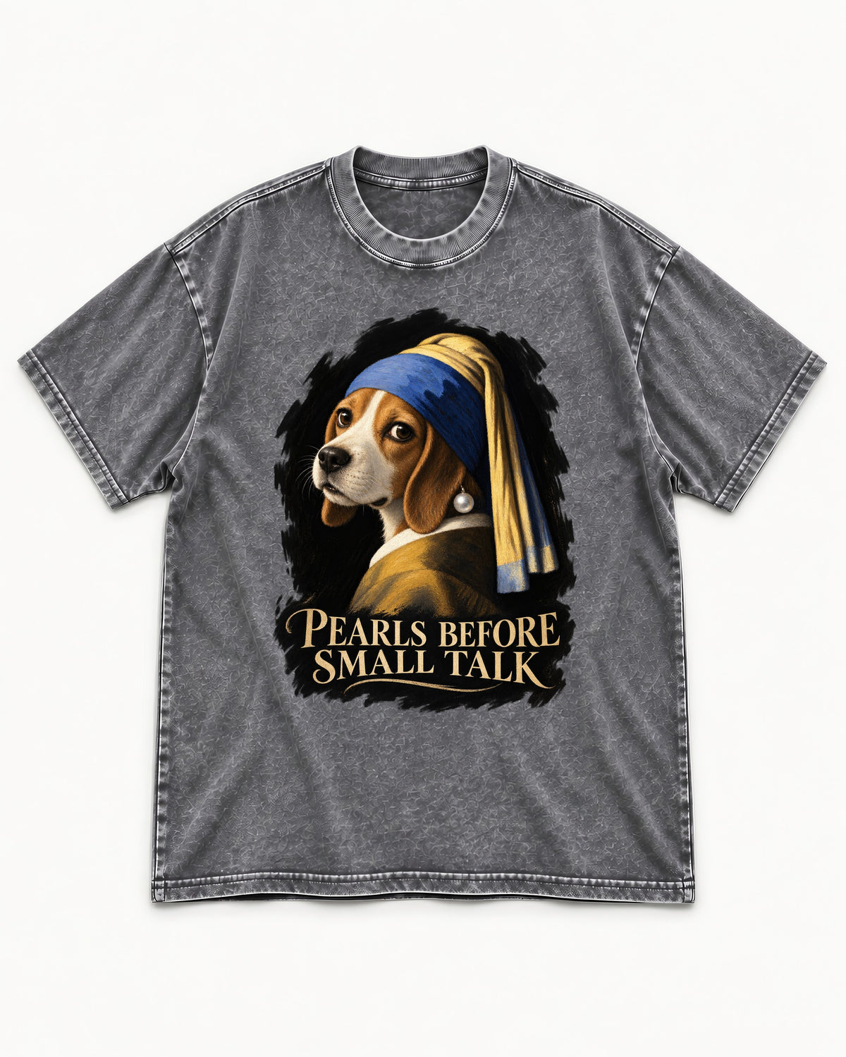 Beagle Paris Before Small Talk Washed Tee in Gray, flat lay product photo