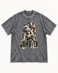 Frenchie Unmoved Torn Poster Graphic Washed Tee in Gray, flat lay product photo