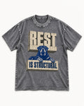 Rottweiler Rest Is Structural Architectural Type Graphic Washed Tee in Gray, flat lay product photo