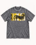 Dachshund Save Some Space Accordion Screen Graphic Washed Tee in Gray, flat lay product photo
