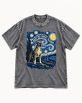 Night Shift Orbital Division Boxer Night Sky Graphic Washed Tee in Gray, flat lay product photo