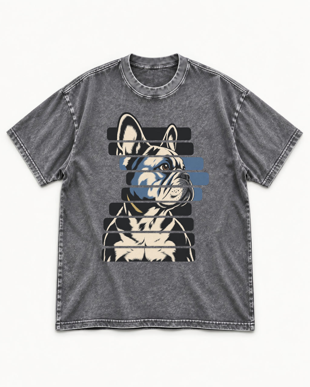 Frenchie Quiet Confidence Washed Tee in Gray, flat lay product photo