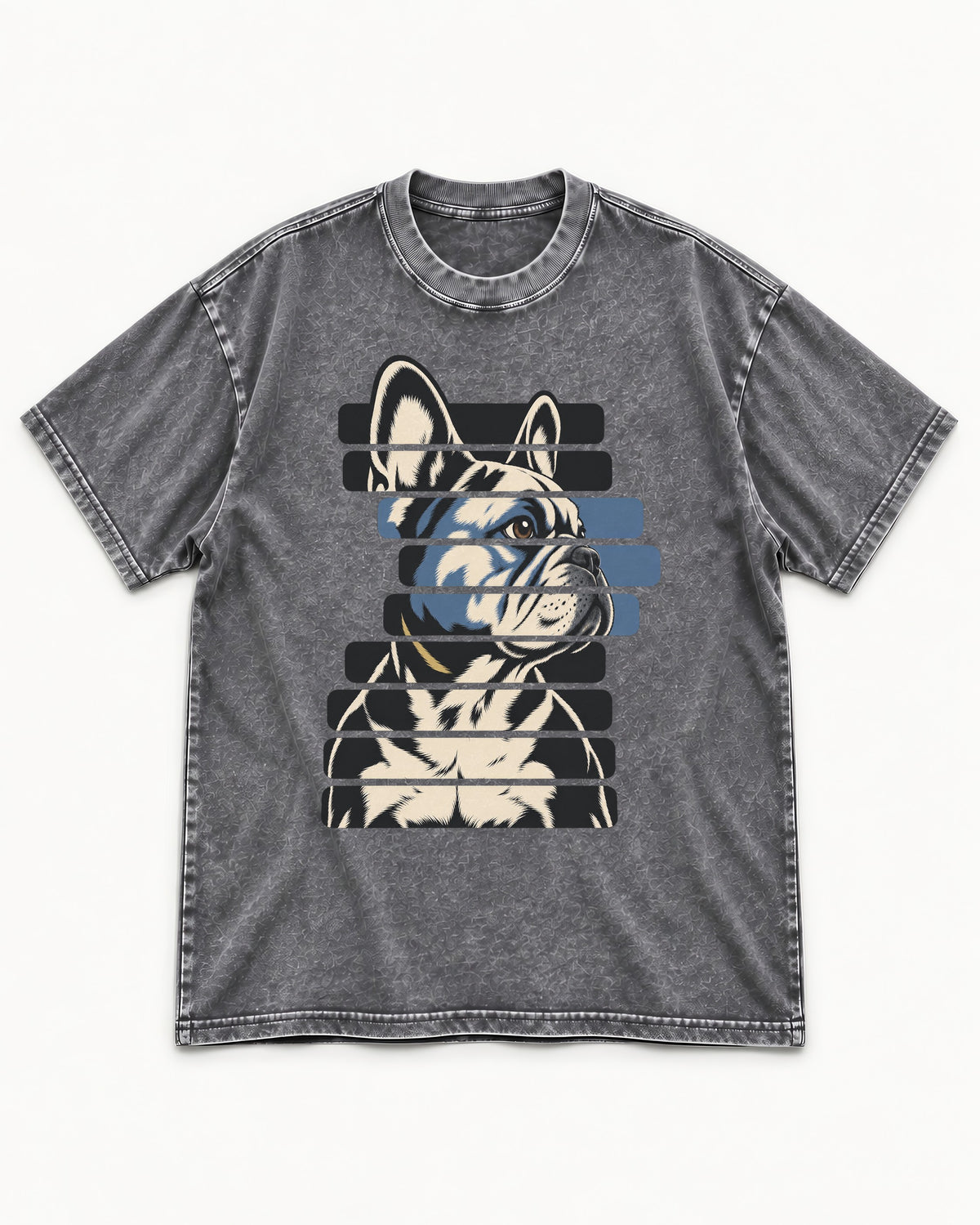 Frenchie Quiet Confidence Washed Tee in Gray, flat lay product photo