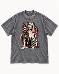Pitbull Power in the Pause Geometric Graphic Washed Tee in Gray, flat lay product photo