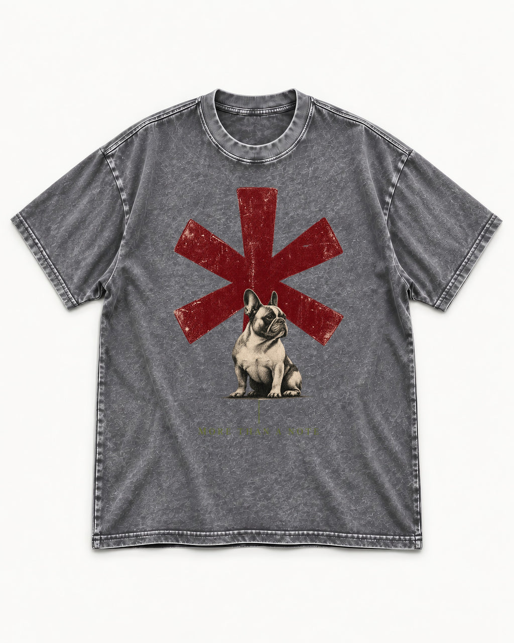 Frenchie More Than a Note Washed Tee in Gray, flat lay product photo