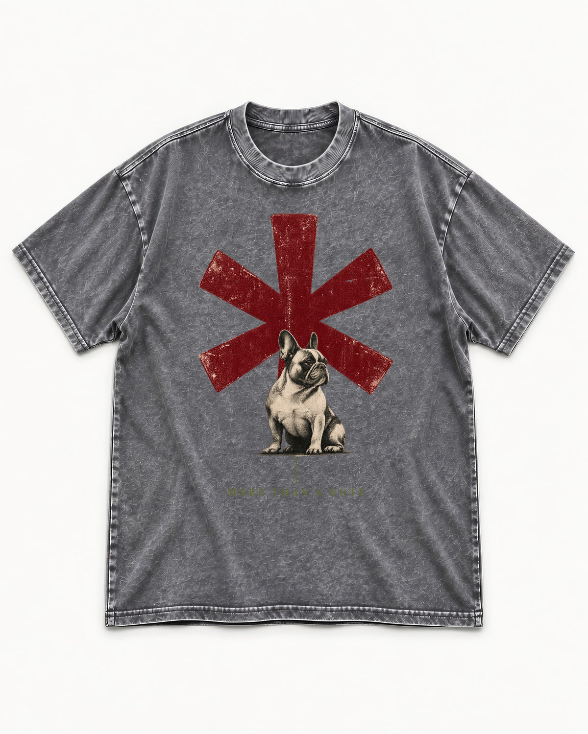 Frenchie More Than a Note Washed Tee in Gray, flat lay product photo