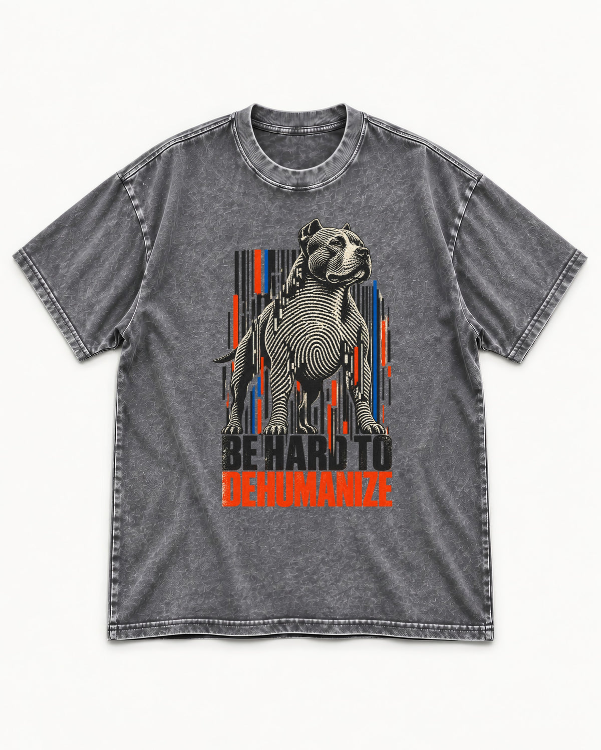 Pitbull Hard to Dehumanize Washed Tee in Gray, flat lay product photo