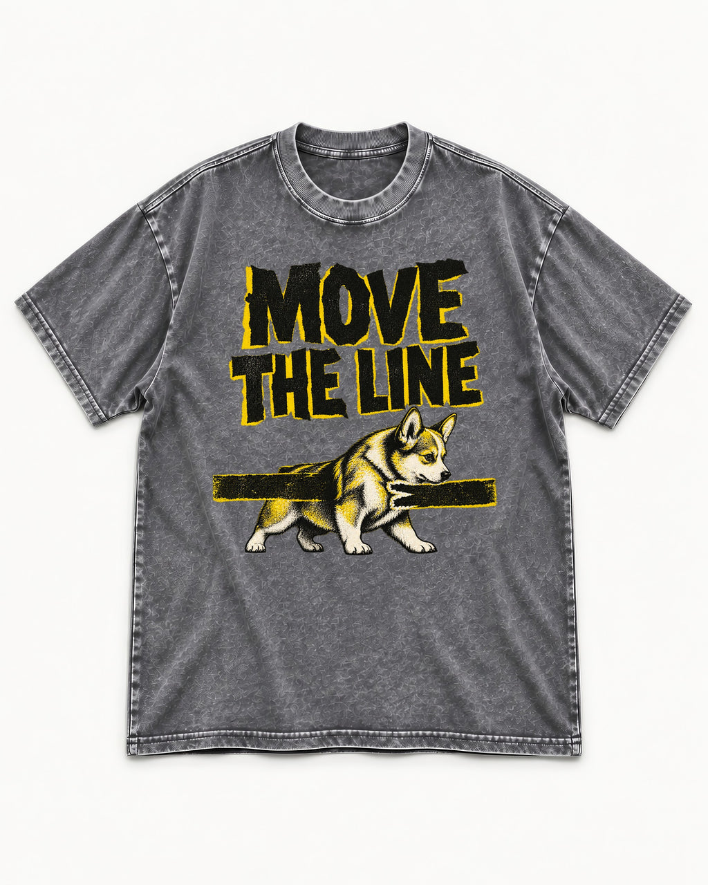 Corgi Move the Line Washed Tee in Gray, flat lay product photo