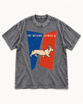 Corgi Put Nothing Between Us Split Panels Washed Tee in Gray, flat lay product photo